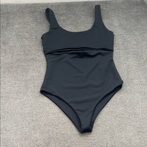 Lulu's Black Scoop-Neck One-Piece Swimsuit